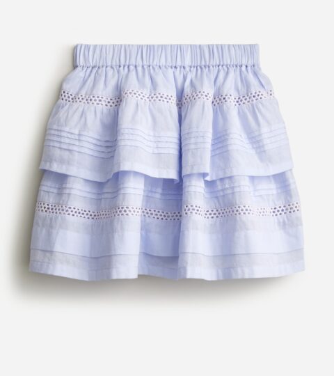 Girls’ Eyelet Tiered Skirt In Cotton Voile