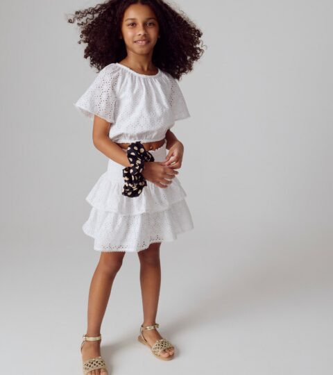 Girls’ Smocked Eyelet Skirt