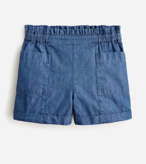 Girls’ Paper-bag Short In Chambray