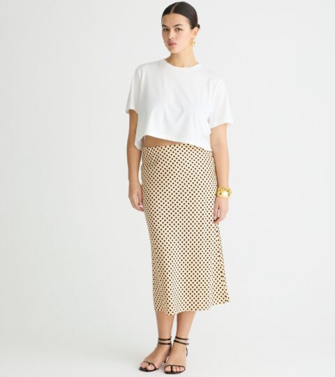 Gwyneth Slip Skirt In Dot Luster Charmeuse