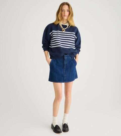 Heritage Fleece Cropped Crewneck Sweatshirt In Stripe