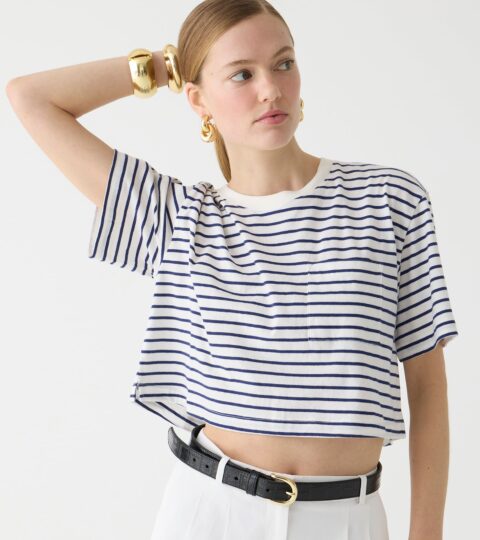 Vintage Jersey Cropped T-shirt In Stripe