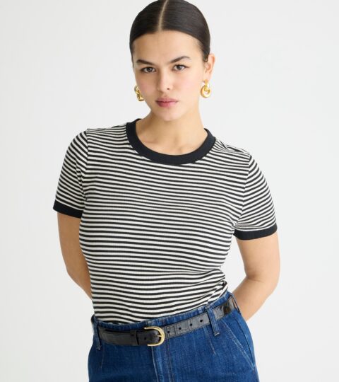 Vintage Rib Shrunken T-shirt With Contrast Trim In Stripe