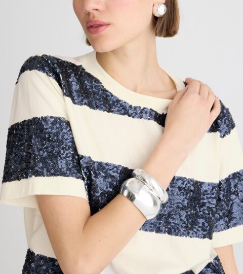 Broken-in Jersey T-shirt In Sequin Stripe