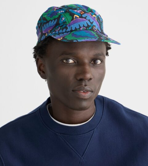 Three-panel Printed Linen Cap