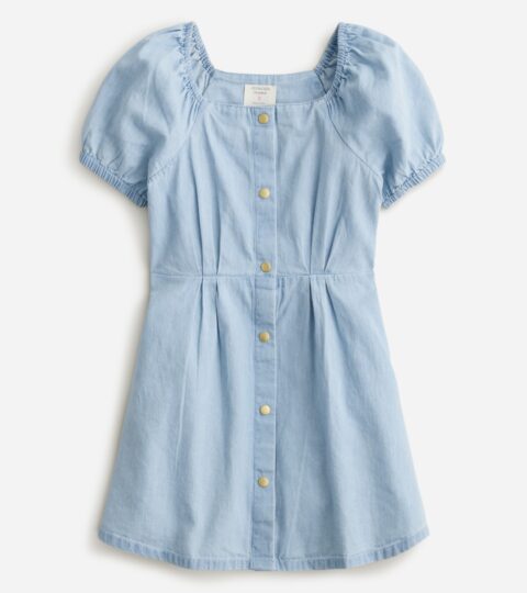 Girls’ Button-front Chambray Dress