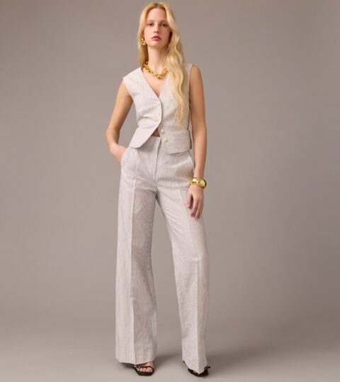 Collection Carolina Flare Pant In Italian Linen Blend With Lurex® Metallic Threads