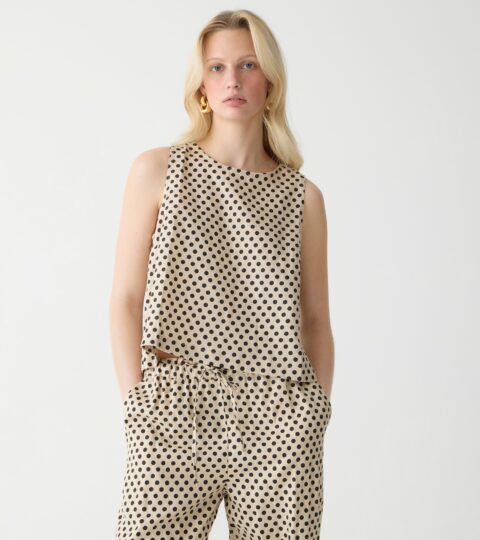 Maxine Button-back Top In Dot Linen