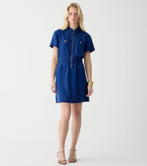 Zip-front Denim Dress