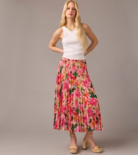 Gwyneth Pleated Skirt In Floral Chiffon