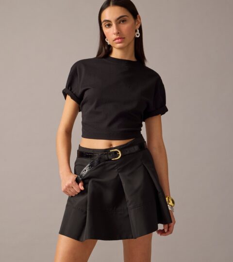 Pleated Mini Skirt In Taffeta