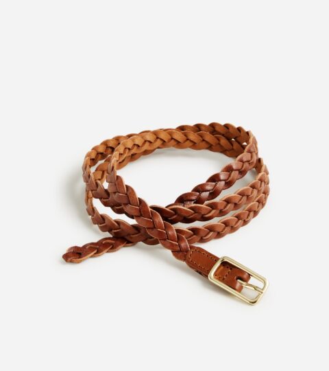 Skinny Braided Belt In Italian Leather