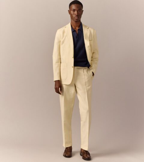 Crosby Classic-fit Suit Jacket In Italian Linen-cotton Blend