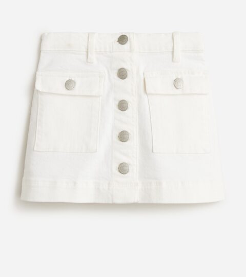 Girls’ Button-front Denim Mini Skirt In White