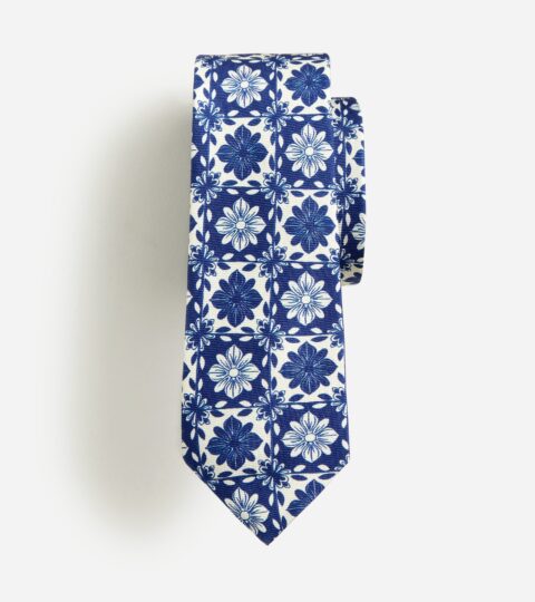 Kids’ Silk Tie In Island Tile Print