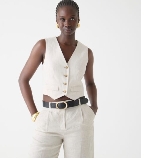 Classic Vest In Stretch Linen Blend