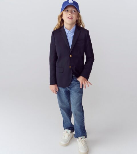 Boys’ Ludlow Two-button Blazer In Navy Wool Blend