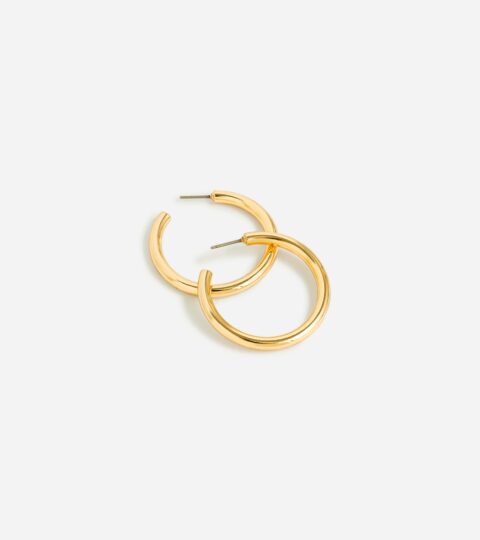 Mini Tube Hoop Earrings In Matte Gold