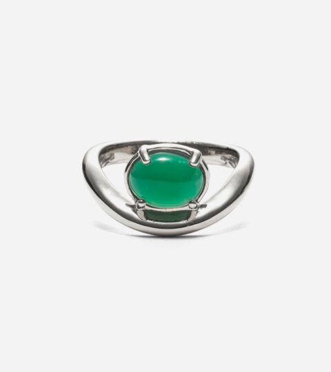 Lady Grey Curve Ring With Green Onyx In Gold