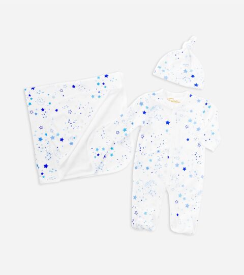 Petidoux Babies’ Pima Cotton One-piece, Matching Hat And Receiving Blanket Set