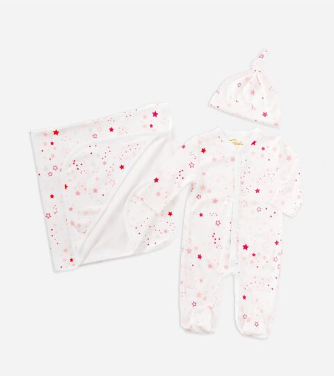 Petidoux Babies’ Pima Cotton One-piece, Matching Hat And Receiving Blanket Set