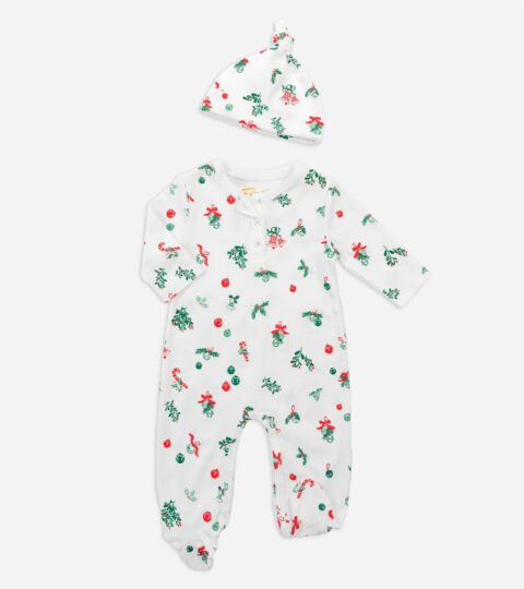 Petidoux Babies’ Pima Cotton One-piece And Matching Hat Set