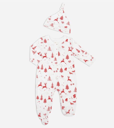 Petidoux Babies’ Pima Cotton One-piece And Matching Hat Set